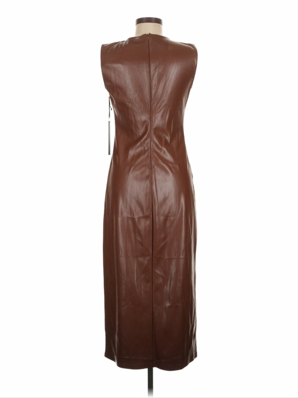 House of Harlow 1960 Faux Leather Midi Dress NWT Brown Side Slit Size M - Picture 5 of 11